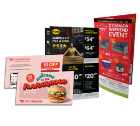 Group of postcards for Door Dash, Midas and Canadian Tire